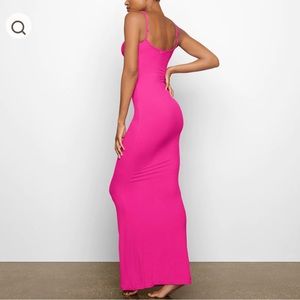 NWT SKIMS SOFT LOUNGE LONG SLIP DRESS Hot Barbie Pink Small SOLD OUT S